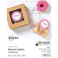 Avery Glossy White Labels with Sure Feed Technology, 3