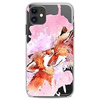 TPU Case Compatible with iPhone 15 14 13 12 11 Pro Max Plus Mini Xs Xr X 8+ 7 6 5 SE Watercolor Foxes Print Cute Forest Animals Art Cute Pink Woman Flexible Silicone Slim fit Design Clear Girls