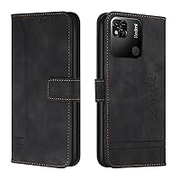 Cellphone Flip Case Compatible with Xiaomi Redmi 10A Wallet Case ,Shockproof TPU Protective Case,PU Leather Phone Case Magnetic Flip Folio Leather Case Card Holders Protective Case ( Color : Black )
