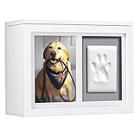 Pearhead Pet Photo Memory Box and Impression Kit for Dog or Cat Paw Print, Memorial Urn, White