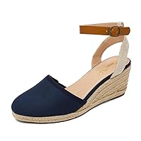 DREAM PAIRS Women's Ankle Strap Closed Toe Espadrille Wedge Heels Sandals