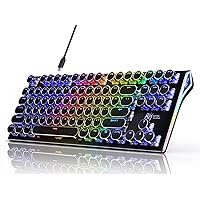 RK ROYAL KLUDGE S87 Typewriter Mechanical Keyboard, Hot Swappable Wired PC Gaming Keyboard, 75% Layout RGB 87 Keys Slim Keyboards with Retro Punk Round Keycaps, Blue Switch, Black