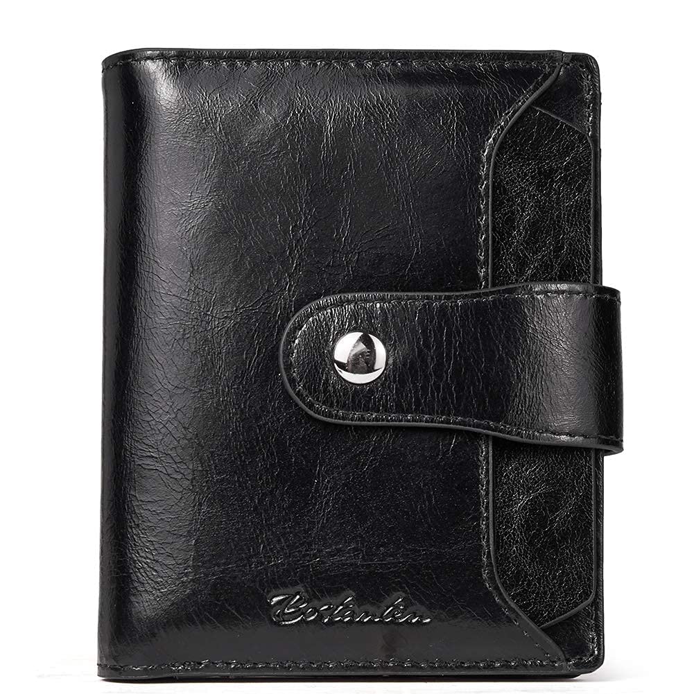 BOSTANTEN Women Leather Wallet RFID Blocking Small Bifold Zipper Pocket Wallets and Genuine Leather Hobo Handbags Designer Shoulder Tote Purses Crossbody Large Bag for Women Black
