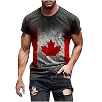 Lightning Deals of Today Prime by Hour Canada Flag Printed T Shirt for Men - Funny Canadian Maple Leaf - Patriotic 1st July Canada Day Novelty Mens T-Shirt