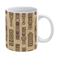 Hawaii Tiki Mask Funny Coffee Mug with Handle Ceramic Diner Drink Cup for Coco Milk Tea Or Water Personalized Gift 11OZ
