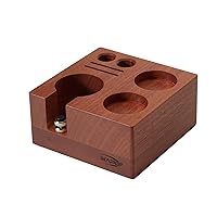 IKAPE Espresso Tamper Holder, Wooden Coffee Tamper Station Base, Natural Walnut Espresso Tamp Mat Stand Fit for 58mm Espresso Accessories - Can Adjustable Portafilters Stand Height (7 IN One)
