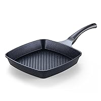Cook N Home Grill Pan Nonstick Square for Stove Tops, Die Cast Aluminum Griddle Pan Marble 11-inch Cookware Fry Pan, Black