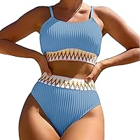 XJYIOEWT Sports Bra Bathing Suit Top Color Two Piece Sleeveless European and American Swimsuit with Breast Pad Two Piec