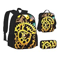 Mechanical Disc Backpack, Laptop Backpack With Lunch Bag And Storage Box 3 Piece Set, 15 Inch Large Backpack