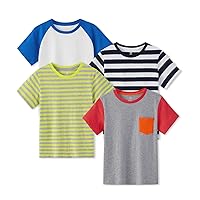 Kids T-Shirts Short Sleeve (4 Pack) 100% Cotton Plain Top Tees Boy & Girl Unisex Toddler Children Tie Dye Summer K01