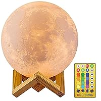 Moon Lamp for Bedroom Moon Night Light for Adults Kids Baby- Gifts for Girls Boys Women Men Remote Touch Control Wooden Stand 4.8 inch Small Size