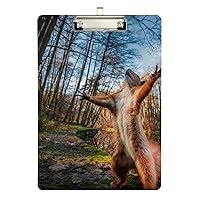 ALAZA Animal Funny Squirrel Forest Clipboards for Kids Student Women Men Letter Size Plastic Low Profile Clip, 9 x 12.5 in, Silver Clip