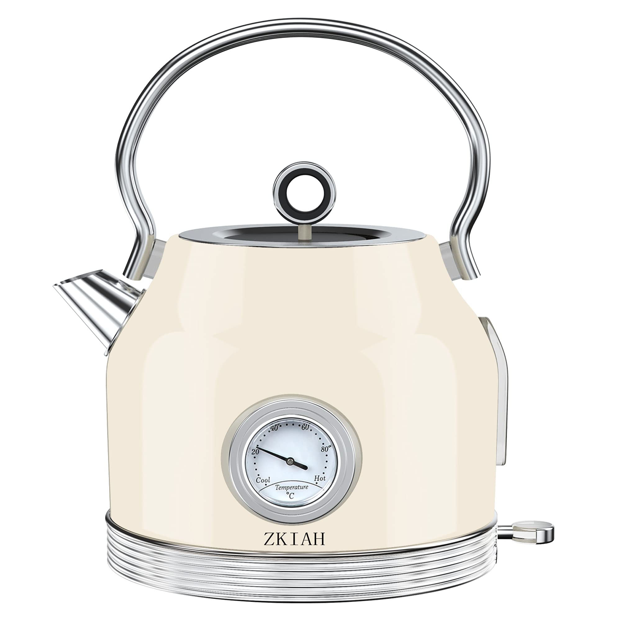ZKIAH Electric Kettle 1.7L Stainless Steel, Vintage Fast Boiler Tea Kettle Water Heater with Temperature Dial, Boil-Dry Protection Automatic Shut-o...