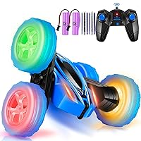 Remote Control Car, 360° Rotating RC Stunt Cars with Wheel Lights and Headlights,4WD 2.4Ghz Double-Sided Fast and Flips RC Cars for 6-12 Year Old Kids Xmas Toy Cars Gift for Boys Girls(Blue)