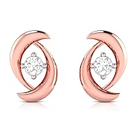 Jewels 14k Gold 0.12 Carat (I-J Color, S12-I1 Clarity) Round Shape Brilliant Cut Natural Diamond Stud Earrings for Women & Girls