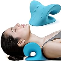 Neck and Shoulder Relaxer, Cervical Traction Device for TMJ Pain Relief and Cervical Spine Alignment, Chiropractic Pillow Neck Stretcher(Blue)