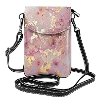 Beautiful Purple Glitter Print Crossbody Phone Bag For Women,Fashionable Cute Pu Splashproof Phone Bag,With Card Slot