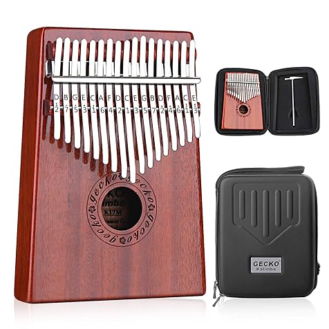 Kalimba 17 Keys Thumb Piano with Waterproof Protective Box, Tune Hammer and Study Instruction, Portable Mbira Sanza Finger Piano, Meditation Sound, Gift for Kids Adult Beginners Professional