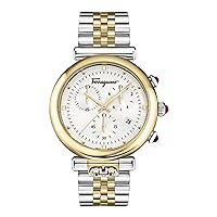 Ferragamo Collection Luxury Womens Watch Timepiece with a Two Tone Bracelet Featuring a Two Tone Case and Silver Dial