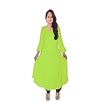 Women's Long Dress Green Color Umbrella Maxi Dress Wedding Wear Cotton Tunic Plus Size