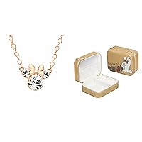 Minnie Mouse April Birthstone Rose Gold Flash Plated Necklace and Jewelry Box Put A Bow On It Faux Leather Travel Jewelry Organizer Bundle