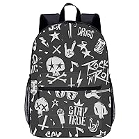 Rock and Roll Laptop Backpack for Men Women 17 Inch Travel Daypack Lightweight Shoulder Bag