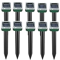 Mole Repellent Snake Repellent 10 Pack Solar Powered Gopher Repellent Outdoor for Lawn Garden Waterproof, Sonic Mole Spikes,Get Rid of Moles Snake Gopher Groundhog Chipmunk for Yard&Garden&Lawn