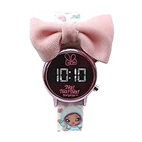 Accutime Na Na Na Surprise Kids Digittal Watch - Mirroed Dial, LED Display, Girls, Toddlers, with A Removable Bow Tie, Silicone Strap in White (Model: NAA4013AZ)