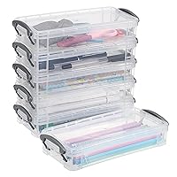 BTSKY 4 Pack Extra Large Capacity Storage Box for Pencils, Stackable  Translucent Clear Desk Organizer Box Office Supplies Storage Organizer for  Gel