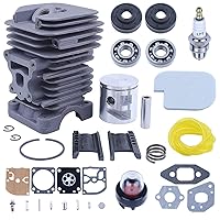 Adefol Chainsaw 41mm Cylinder Piston Kit for Poulan P3314 P3416 P3816 P3516PR with Spark Plug, Primer Bulb, Gasket Set, Carb Kit, Air Filter Fuel Line, Worm Gear, Crank Bearing, Oil Seal Parts