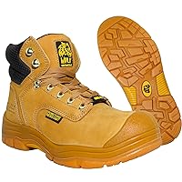 WOLF Work Boot | 100% Genuine Upper Leather | Oil, Heat, Chemical, Impact | Electrical Hazards | Non-Slip Rubber Sole | Tan Nubuck Plain Toe | Padded Collar | Construction | Industrial PPE