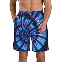 Purple Tie Dye Print Men's Beach Shorts Hawaiian Summer Holiday Casual Lightweight Quick-Dry Shorts