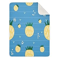 Pineapple Cute Doodle Blue Baby Swaddle Blanket for Boys and Girls, Muslin Baby Receiving Swaddle Blanket, Soft Cotton Nursery Swaddling Blankets for Newborn Toddler Infant