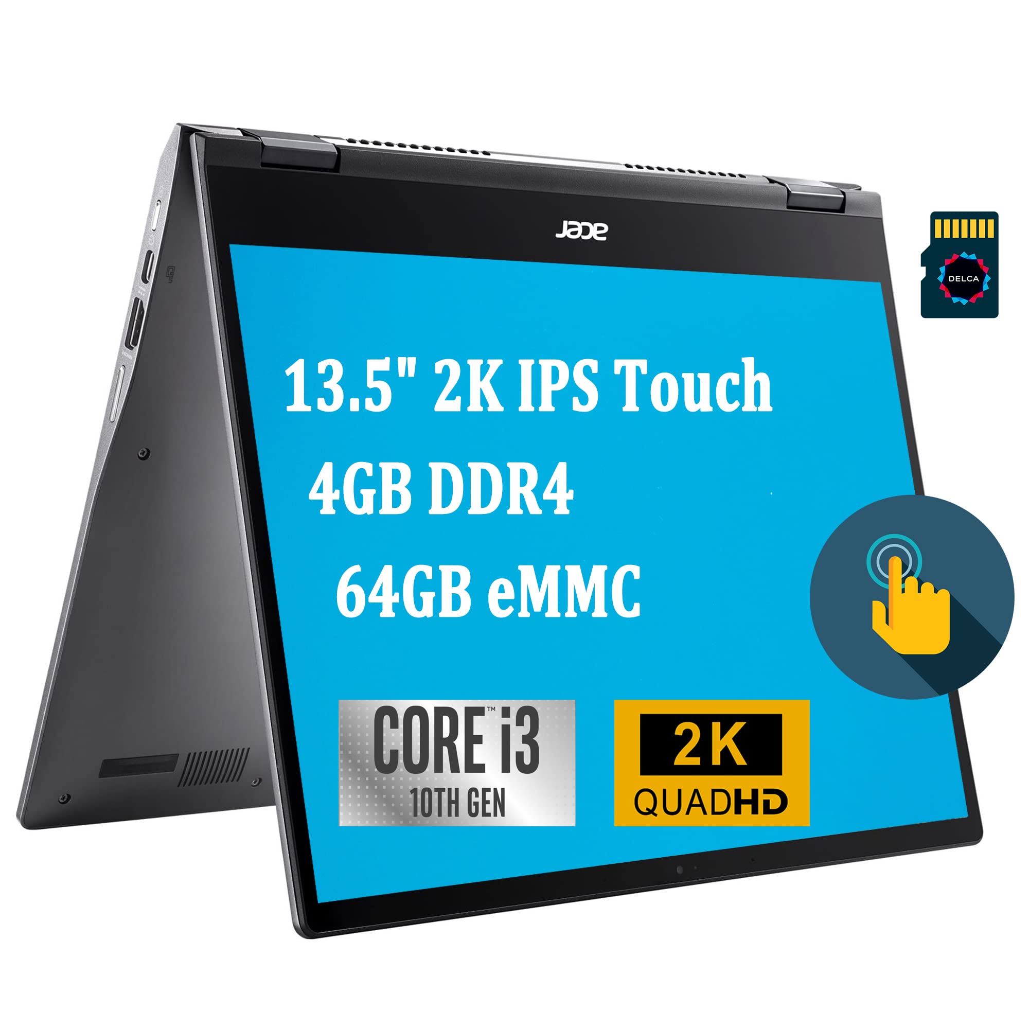 Acer Chromebook Spin 713 2-in-1 Laptop I 13.5" 2K IPS Touchscreen I 10th Gen Intel Core i3-10110U ( i5-8210Y) I 4GB DDR4 64GB eMMC I Backlit US...