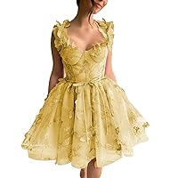 Tulle Homecoming Dresses for Teens 2024 3D Butterfly Lace Appliques Prom Dress Short for Women