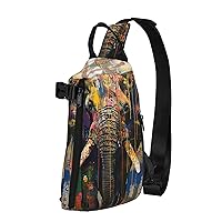 Elephant Print Cross Bag Casual Sling Backpack,Daypack For Travel,Hiking,Gym Shoulder Pack