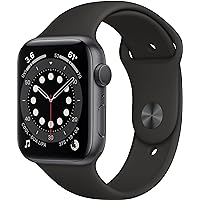 Apple Watch Series 6 (GPS, 44mm) - Space Gray Aluminum Case with Black Sport Band (Renewed Premium)