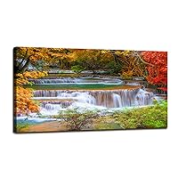 DZL Art S75375 Large Wall Art Canvas Prints Waterfall In Deep Rain Forest Jungle Painting Framed wall art for living Room Bedroom and Office Home Decor Artwork