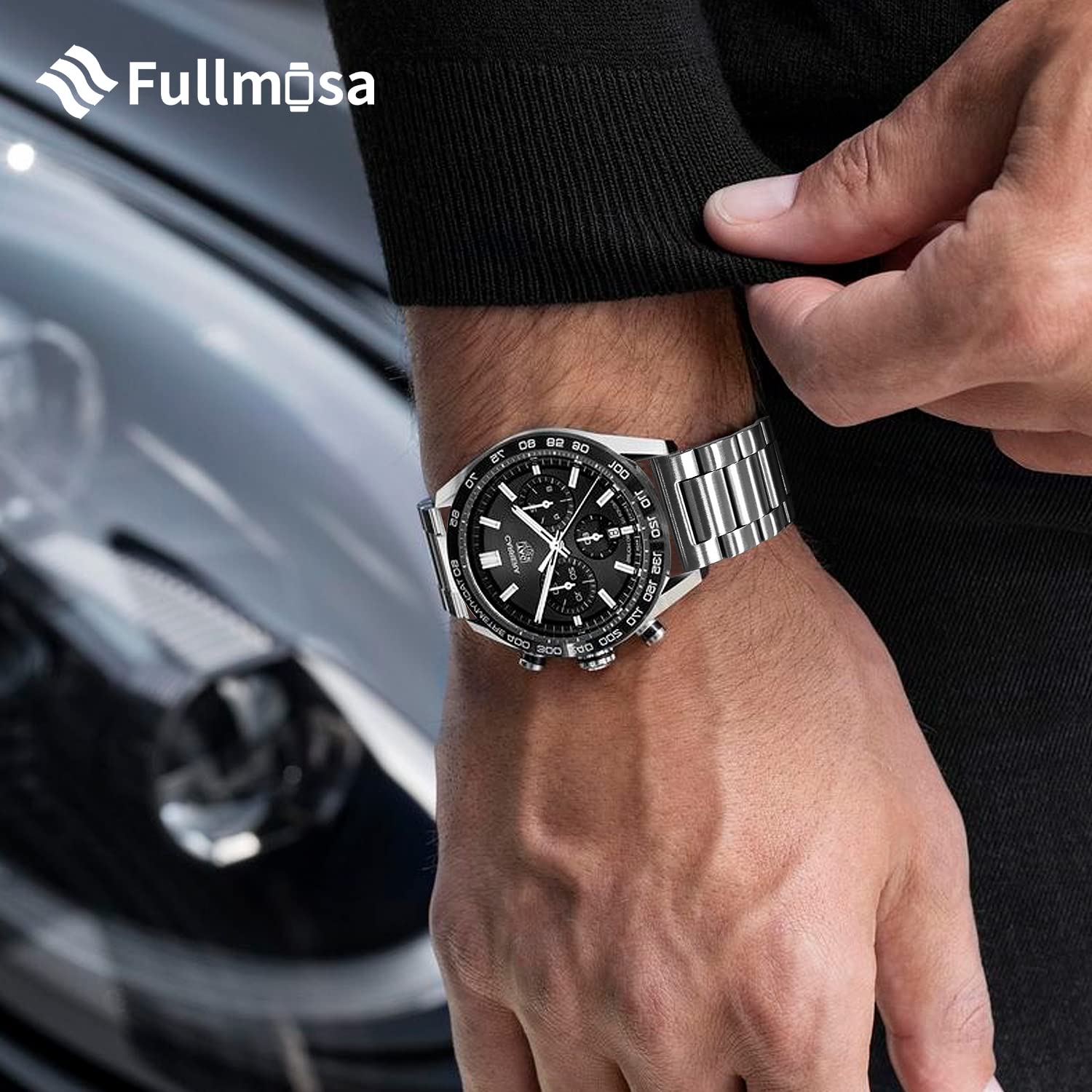 Fullmosa Quick Release Watch band, Stainless Steel Watch strap 16mm, 18mm, 19mm, 20mm, 22mm or 24mm, Fits Samsung Galaxy Watch 6/5/4/3,Garmin Watch,Huawei Watch for Men Women