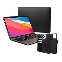 Dreem Bundle: Fibonacci Wallet-Case for iPhone 13 Pro with Euclid MacBook Air Case 13-Inch Hard Cover - Black