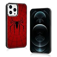 Red Phone Case Spider iPhone 12 Pro Max - Shockproof Protective Designer Cute Cool Cover Black Phone Case for Man Boy Women Girls Child (6.7In - White Red Web)