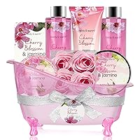 Bath Set for Women , 13 Pcs Jasmine & Honey & Cherry Blossom & Jasmine Scent,Gift Basket for Women