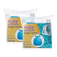 Nuby Diaper Disposable Bags, Fresh Baby Powder Scent, 2 Pack (50 Count Each Pack)