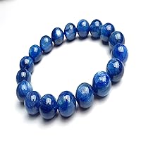 11mm Gemstone Bangle Natural Kyanite Jewelry Crystal Stretch Round Bead Bracelet