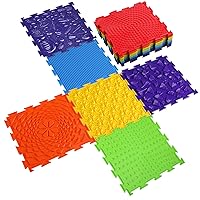 Maitys 7 Pcs Sensory Mat for Autistic Children Massage Game Mats Orthopedic Puzzle Play Mats Textured Sensory Floor Tiles for Kids Toddler Autism Room Indoor(Classic Color)