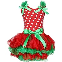 Petitebella Christmas Dress Polka Dot Shirt Red Green Petal Skirt Set 1-8y