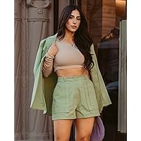 The Drop Women's Quiet Green Shorts With Oversized Pockets by @yvetteg23