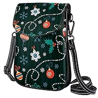 Small Crossbody Bags Holly Flowers and Berries Leather Cell Phone Purse Wallet for Women Teen Girl