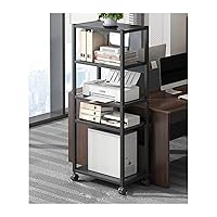 Printer Stand Multilayer Movable Printer Stand with Storage Rolling Floor-Standing Deskside PC Host Stand Adjustable Storage Shelf Rack On Wheels For Office Supplies Fax Scanner Printer Table ( Color