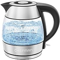 Chefman 1.2L Electric Tea Kettle with LED Lights, Automatic Shut Off, Removable Lid, Boil-Dry Protection, Hot Water Electric Kettle Water Boiler, Electric Kettles for Boiling Water